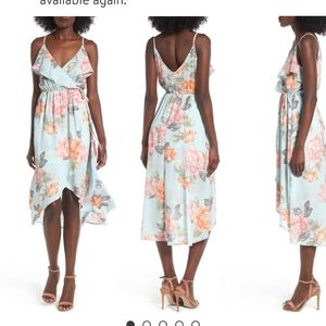 Mint and floral high-low, ruffle dress
